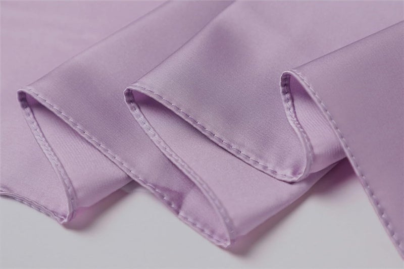 Chung Women's Square Satin Scarf 27.5" Bandanas Solid 50s Retro Neck Scarves Emulation Silk Handbag Hair Ribbons Necktie - Image 5